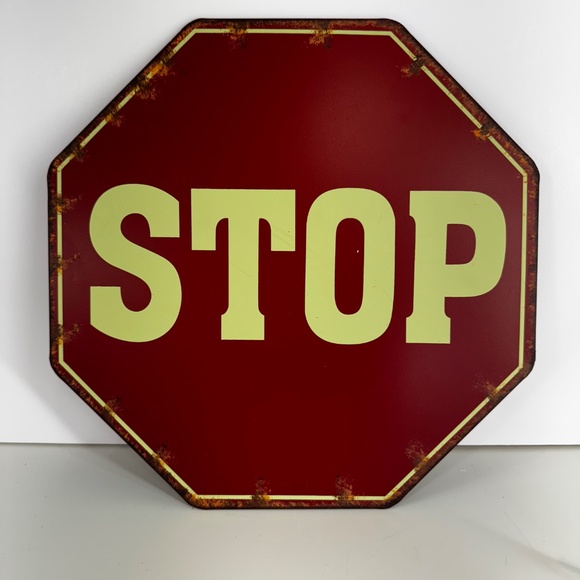 Vintage Metal STOP Sign – 12” Collectible Wall Decor - Picture 2 of 7